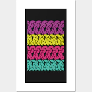 Pseudo crochet stitch pattern with pink and turquoise Posters and Art